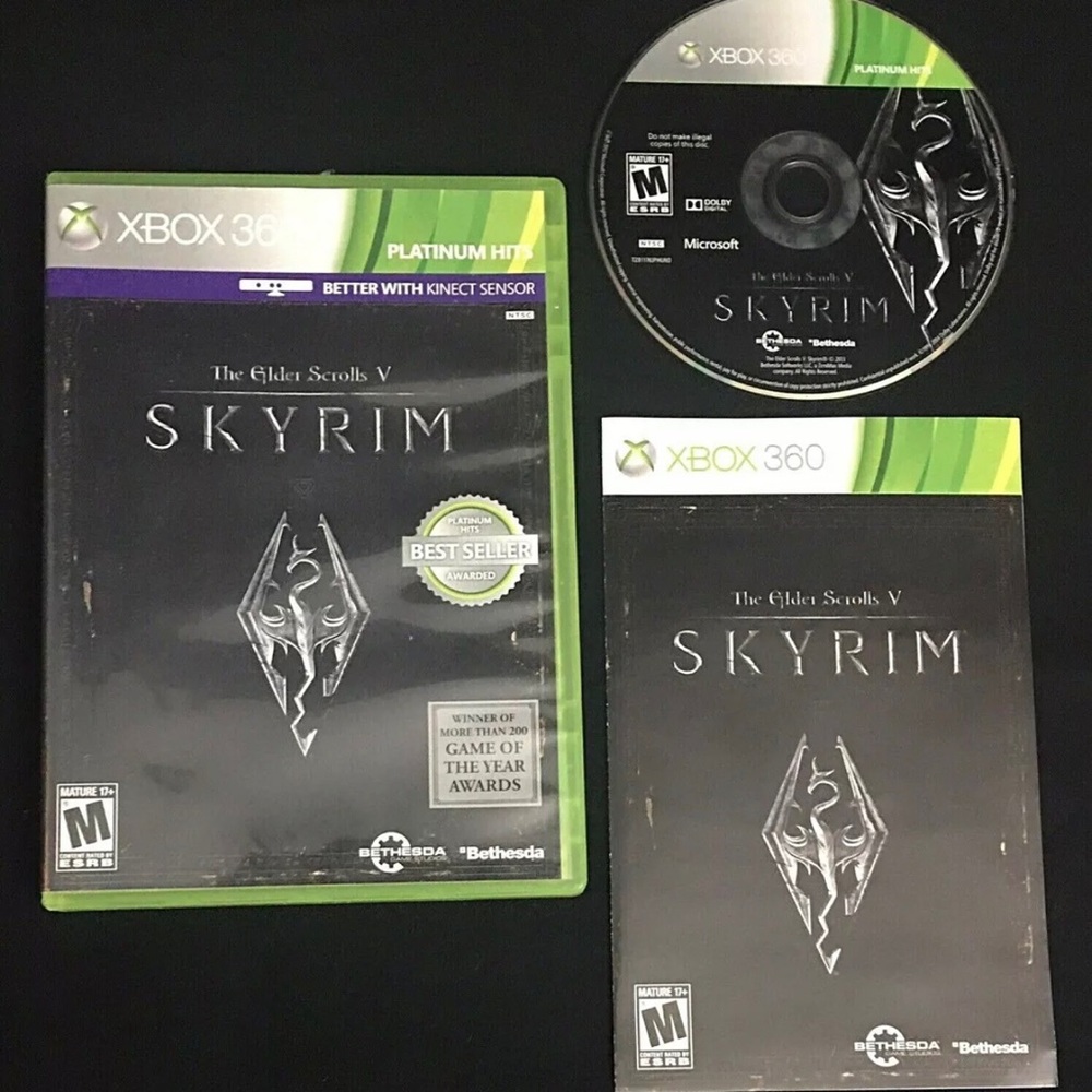 The Elder Scrolls V Skyrim Xbox 360 Platinum Hits 2011 TESTED Complete Manual - Picture 1 of 12